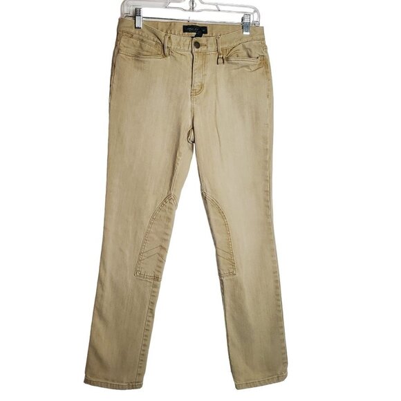 LAUREN Ralph Lauren 4 Tan Denim Riding‎ Jeans Equestrian Cotton blend Knee Patch - Picture 1 of 11